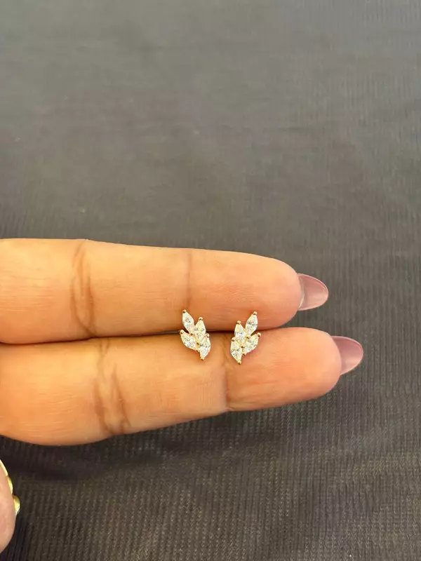 Silver leaf L1 second stud with rosegold finish