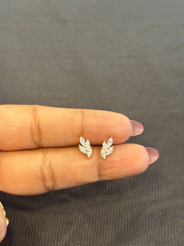 Silver leaf L1 second stud with rosegold finish