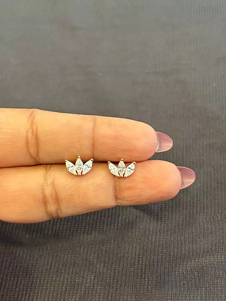 Silver angel wing stud with rosegold finish
