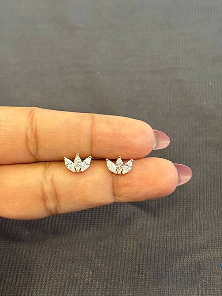 Silver angel wing stud with rosegold finish