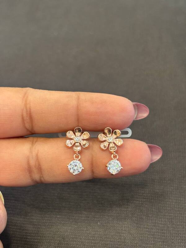 Silver flower white thongal with rosegold finish