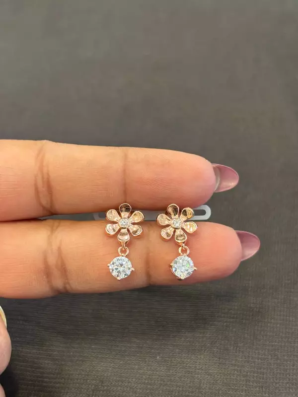 Silver flower white thongal with rosegold finish