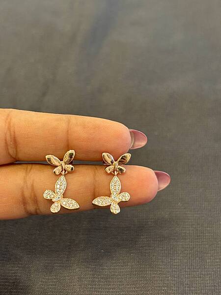 Silver double butterfly white with rosegold finish