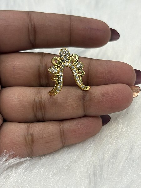 Silver white nila vangi ring with gold finish