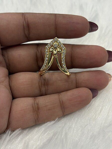 Silver thoriga vangi ring with gold finish