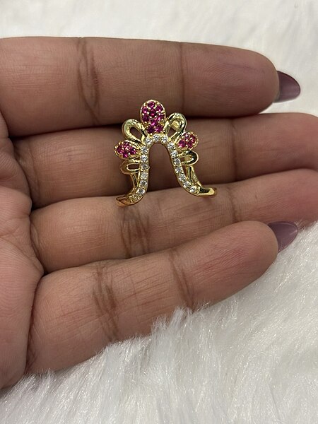 Silver sena vangi ring with gold finish