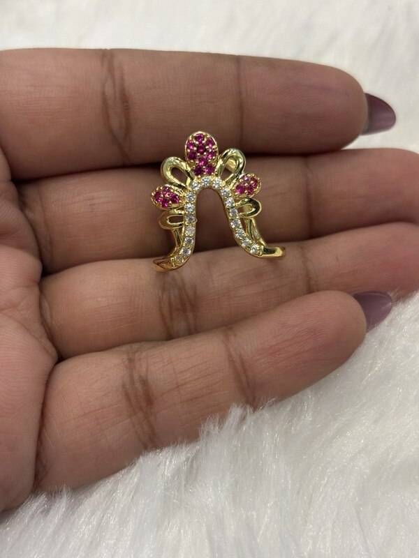 Silver sena vangi ring with gold finish