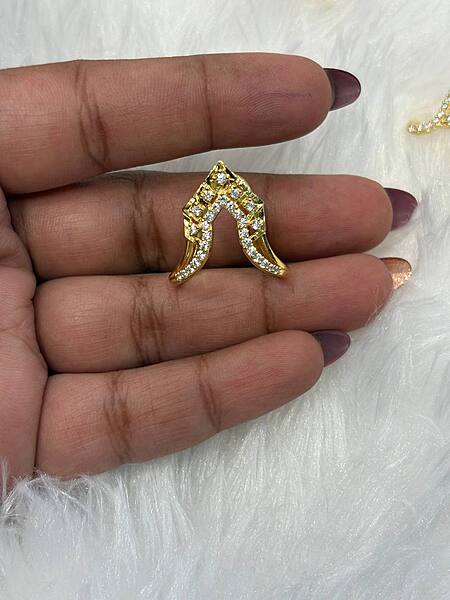 Silver athmika vangi ring with gold finish