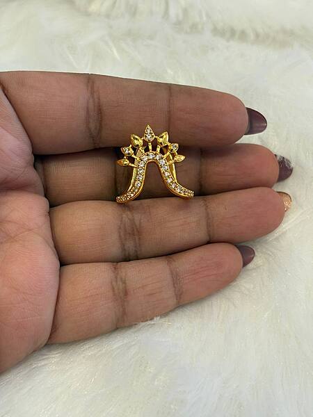 Silver mullai vangi ring with gold finish