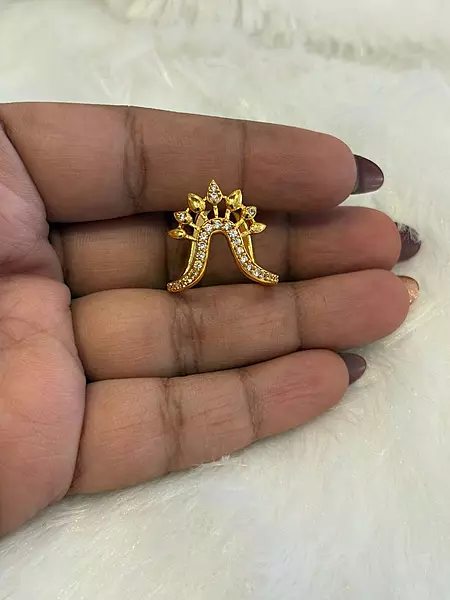 Silver mullai vangi ring with gold finish