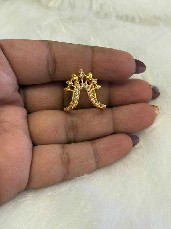 Silver mullai vangi ring with gold finish