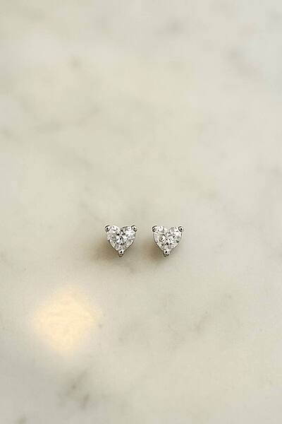 Silver heart second stud