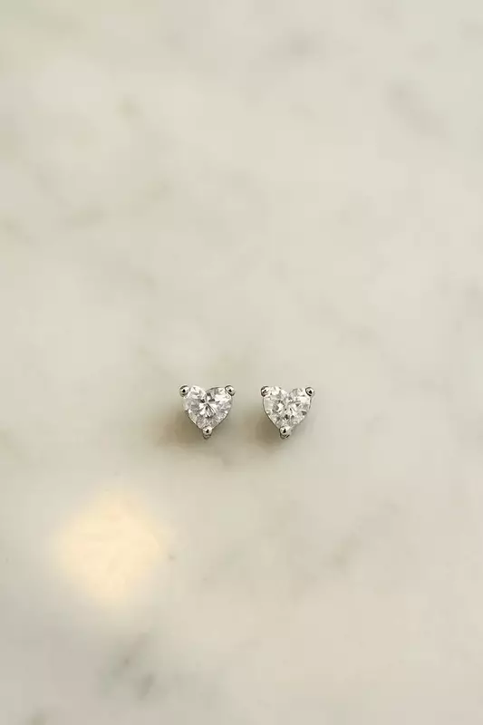 Silver heart second stud