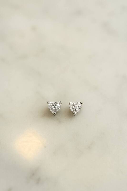 Silver heart second stud