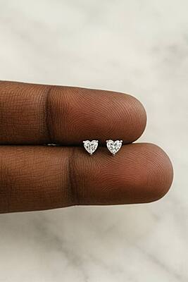 Silver heart second stud