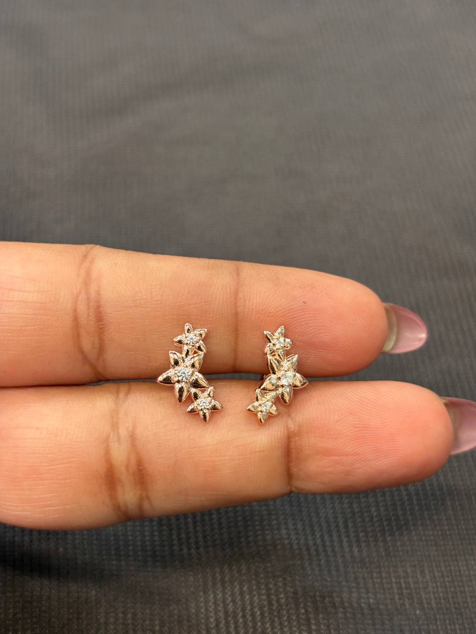 Silver five star second stud with rosegold finish