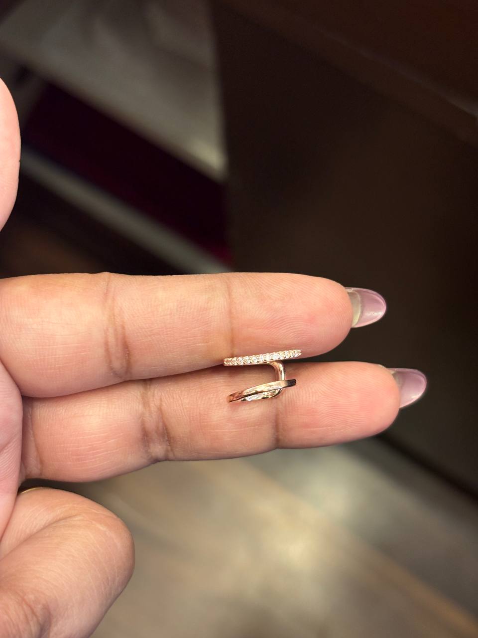 Silver kurinji ring with rosegold finish (Single piece)