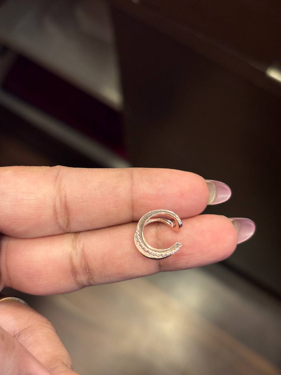 Silver kurinji ring with rosegold finish (Single piece)