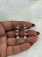 Silver poonkodi ear cuff with rosegold finish
