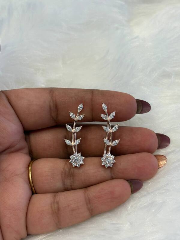 Silver poonkodi ear cuff with rosegold finish