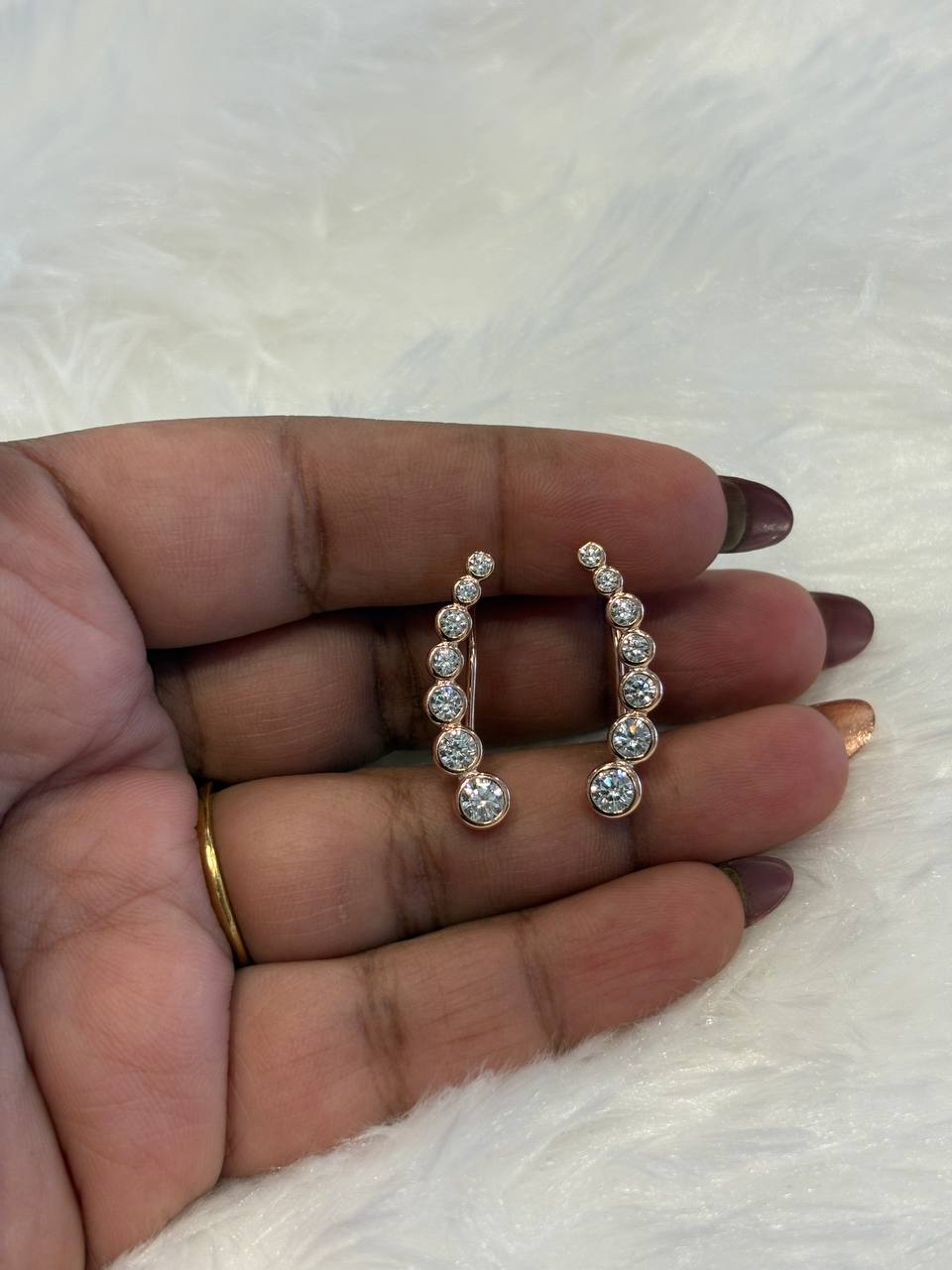 Silver anjali ear cuff with rosegold finish