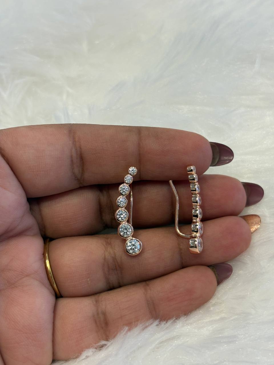 Silver anjali ear cuff with rosegold finish