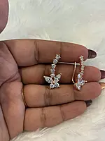 Silver diya ear cuff with rosegold finish