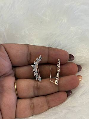 Silver anika ear cuff with rosegold finish