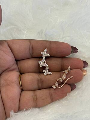 Silver athira ear cuff with rosegold finish