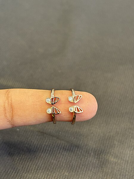 Silver butterfly 1 toe ring with rosegold finish