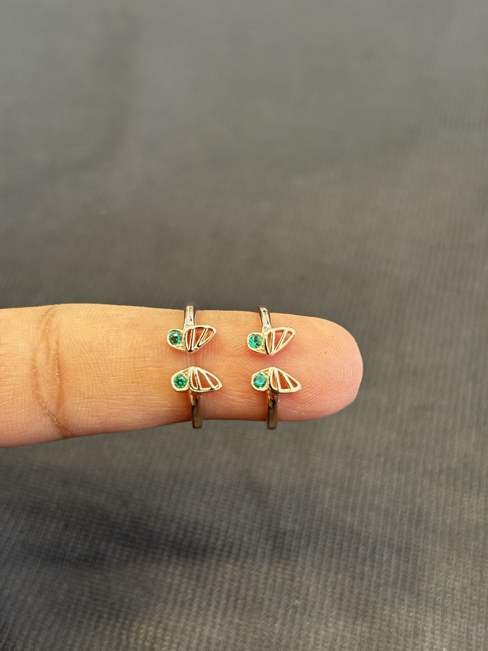 Silver butterfly green with rosegold finish