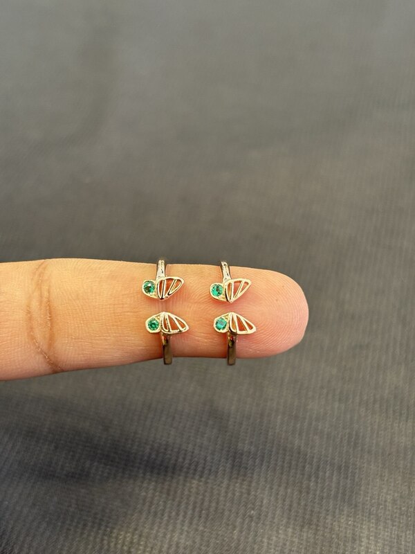 Silver butterfly green with rosegold finish