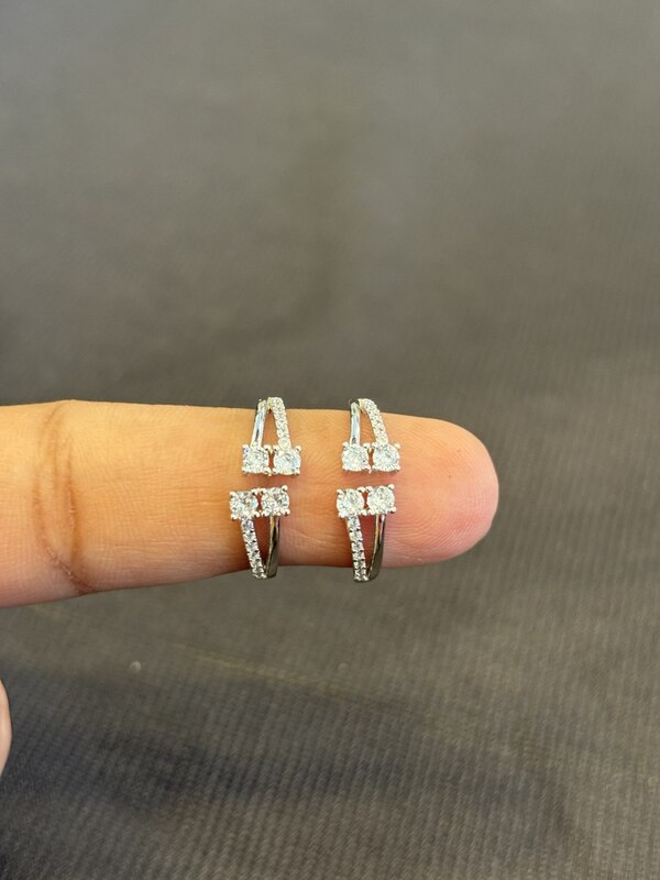 Silver double stone toe ring