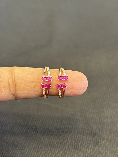 Silver pink double stone with rosegold finish