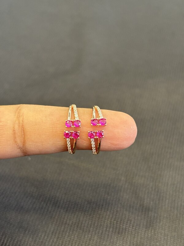 Silver pink double stone with rosegold finish