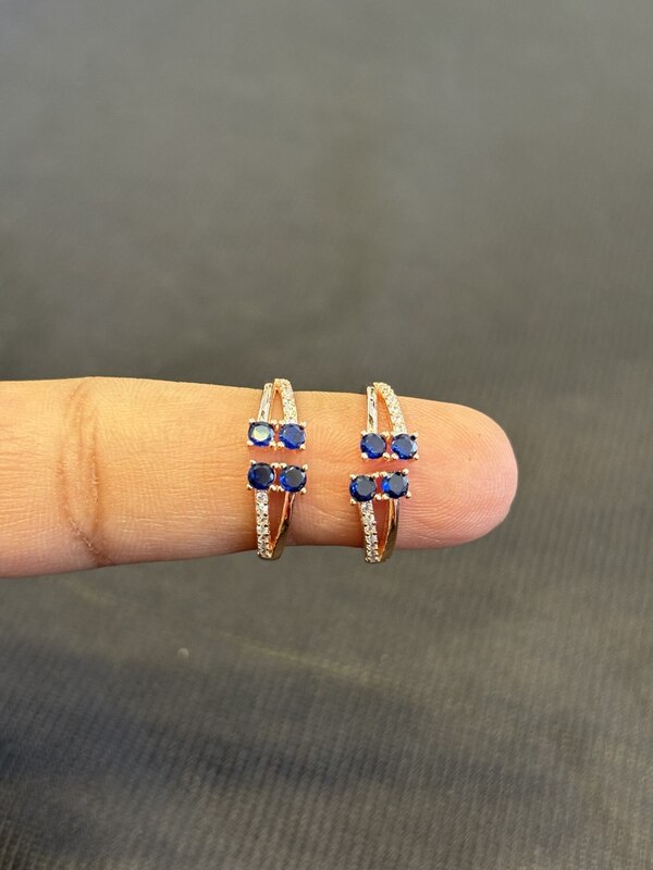 Silver double blue with rosegold finish