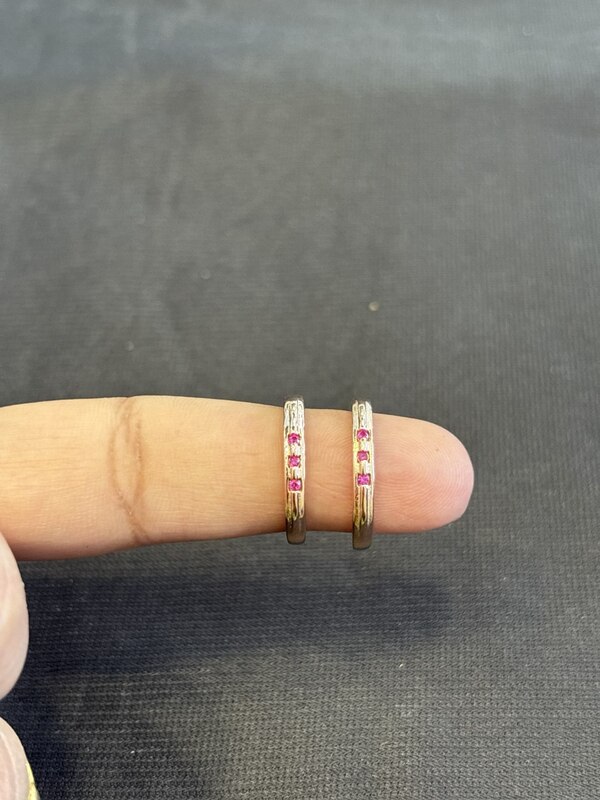 Silver pink stone toe ring with rosegold finish