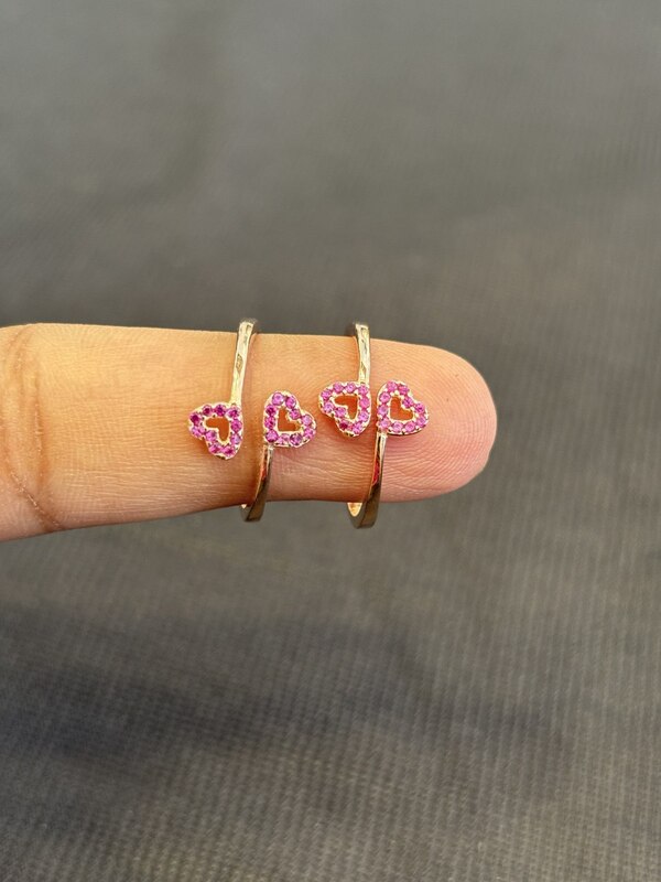 Silver pink heart toe ring with rosegold finish