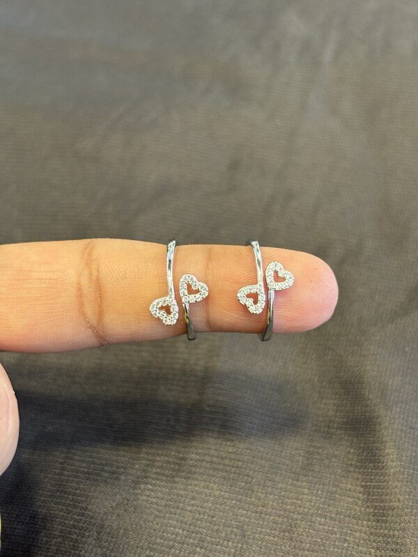 Silver doublw heeart toe ring
