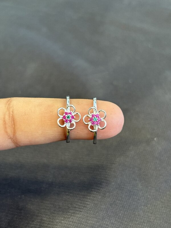 Silver flower big toe ring