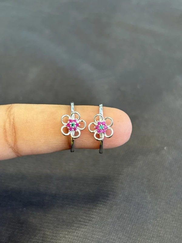 Silver flower big toe ring