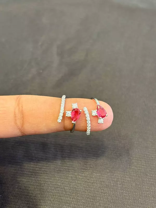 Silver double line pink  toe ring