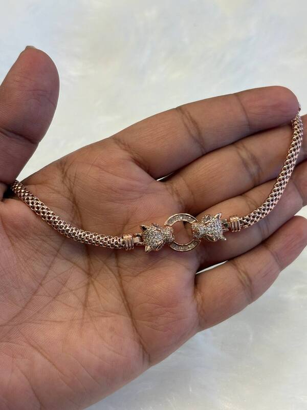 Silver jaguar bracelet with roesgold finish
