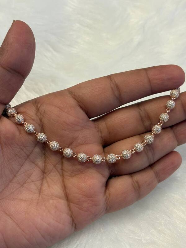 Silver ball bracelet with rosegold finish