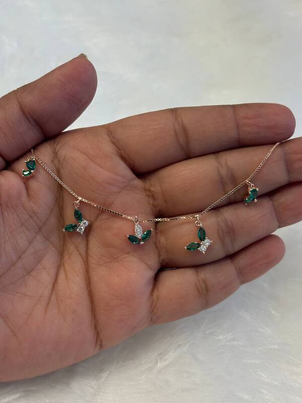 Silver green butterfly with rosegold finish