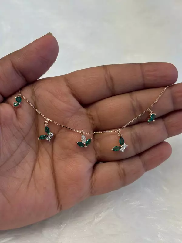 Silver green butterfly with rosegold finish