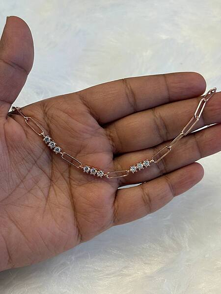 Silver multi stone bracelet with rosegold finish