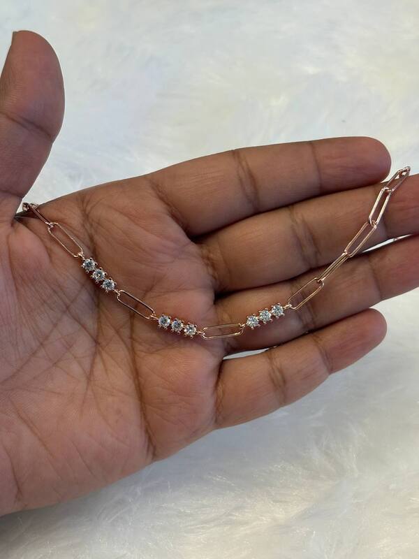 Silver multi stone bracelet with rosegold finish