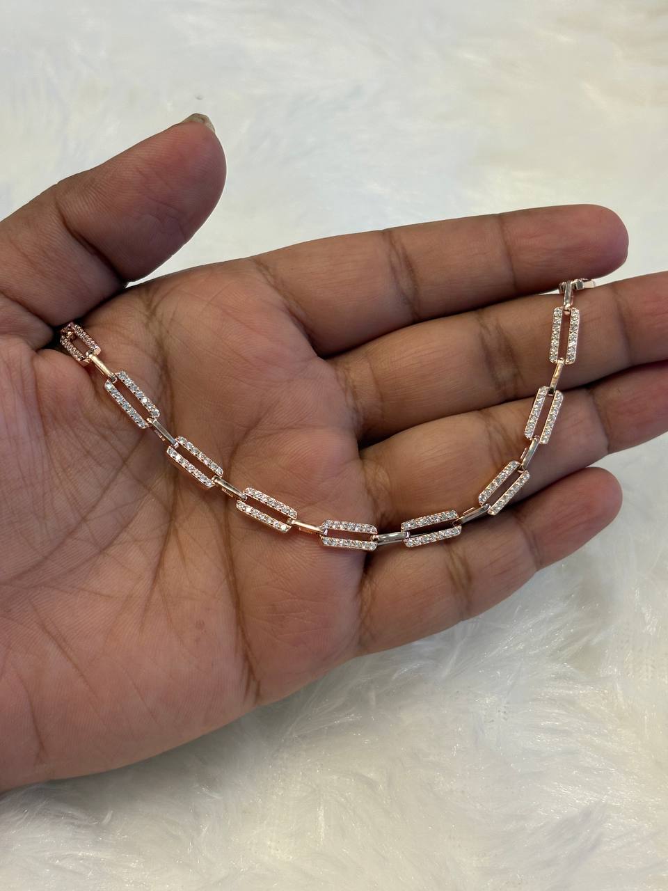 Silver harvy bracelet with rosegold finish
