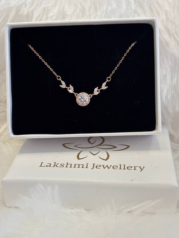 Silver white stone karthiga with rosegold finish